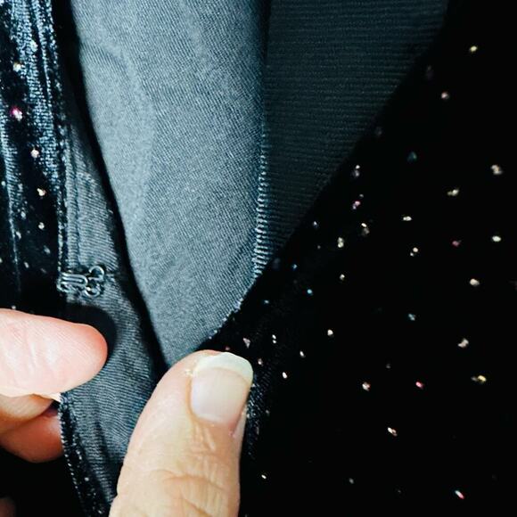 NISSA Black Velvet Crystal Embellished Sparkle Waist Strap Mini Dress Size US 10 - Picture 16 of 16